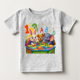 Kindergarten Cuties – ABC Animal Friends ベビーTシャツ