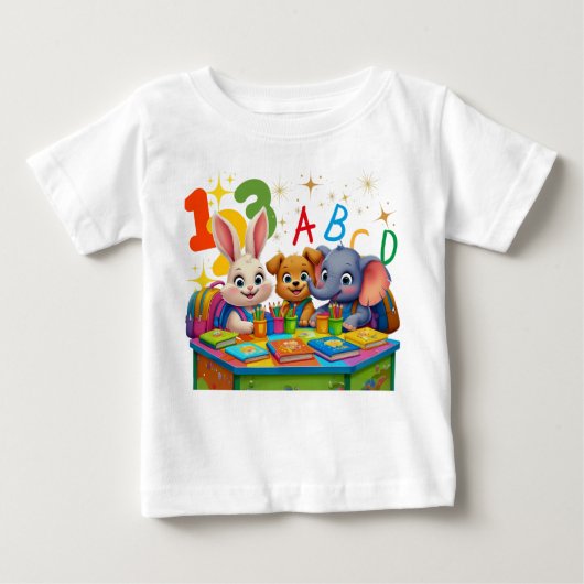 Kindergarten Cuties – ABC Animal Friends Toddler  ベビーTシャツ (正面)