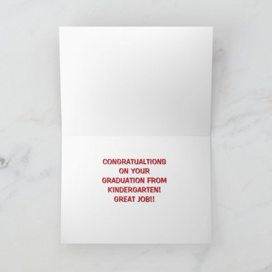Kindergarten graduate Congrats red カード (内部)