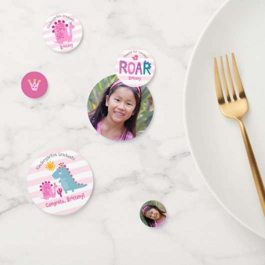 Kindergarten Graduation Pink Dinosaur Girl 2 Photo コンフェッティ (グループ)