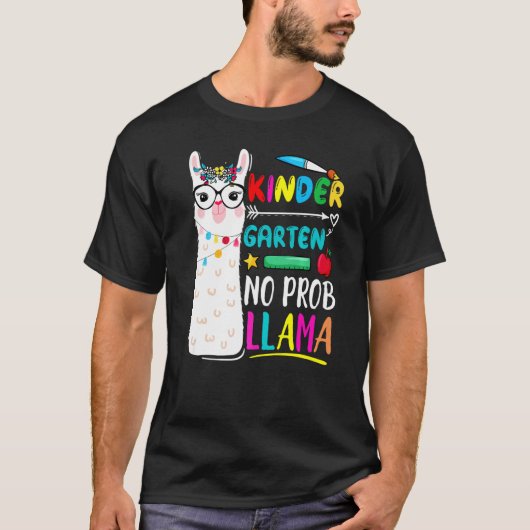 Kindergarten No Prob Llama Teacher 100 Days Of Sch Tシャツ (正面)
