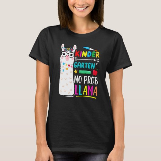 Kindergarten No Prob Llama Teacher 100 Days Of Sch Tシャツ (正面)
