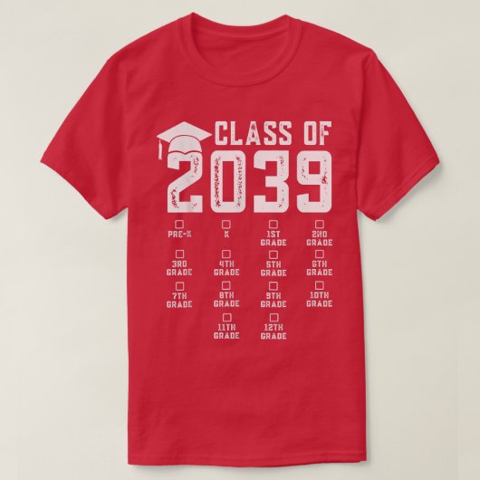 Kindergarten Pre-k Graduation Class Of 2039 Grow W Tシャツ (デザイン正面)