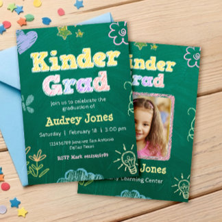 Kindergarten Preschool Graduation with Photo 招待状