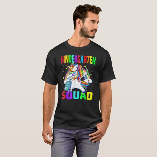 Kindergarten Squad Dabbing Unicorn Back To School  Tシャツ (正面フル)