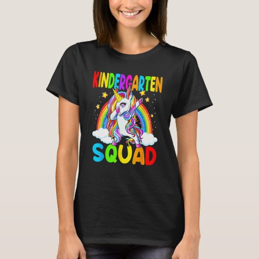 Kindergarten Squad Dabbing Unicorn Back To School  Tシャツ (正面)