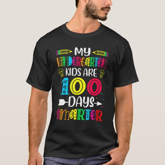Kindergarten Teacher 100 Days Smarter 100th Day Of Tシャツ (正面)
