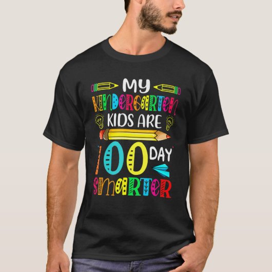 Kindergarten Teacher 100 Days Smarter 100th Day Of Tシャツ (正面)
