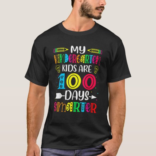 Kindergarten Teacher 100 Days Smarter 100th Day Of Tシャツ (正面)