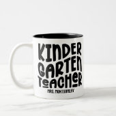 Kindergarten Teacher Black Text ツートーンマグカップ (左)