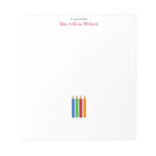 Kindergarten Teacher Colorful Pencils ノートパッド (正面)