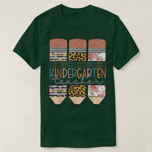 Kindergarten Teacher Funny Leopard Pencil Back To Tシャツ (デザイン正面)