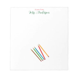 Kindergarten Teacher Notepad – Five Colorful Penci ノートパッド