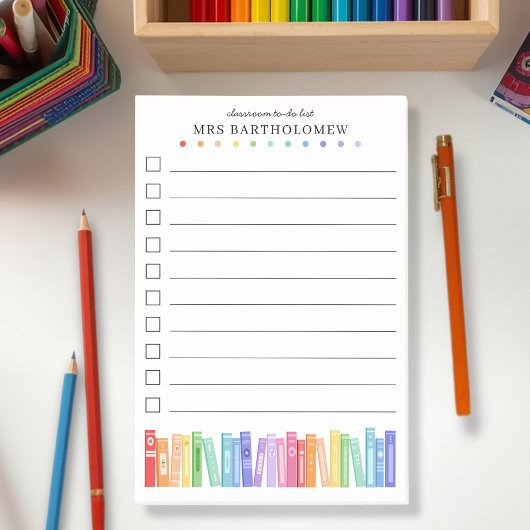 Kindergarten Teacher Rainbow Books To-Do List ポストイット