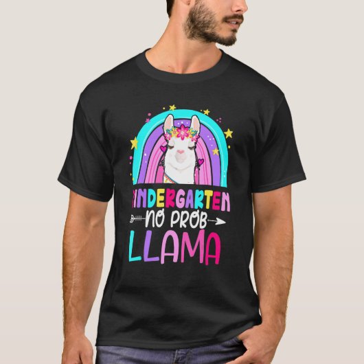 Kindergarten Teacher Rainbow No Prob Llama 100th D Tシャツ (正面)