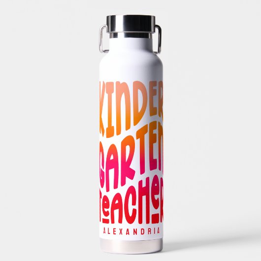 Kindergarten Teacher Red Orange Ombre ウォーターボトル (正面)