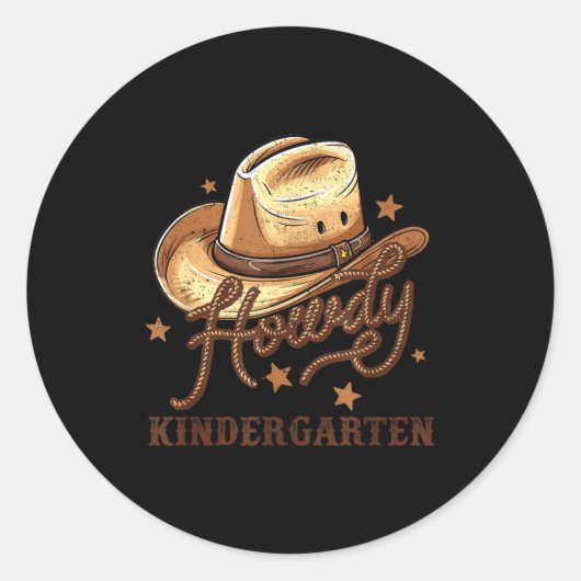 Kindergarten Teacher Rodeo Cowboy Western Howdy Ki ラウンドシール (正面)
