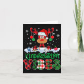 Kindergarten Vibes Teacher Buffalo Plaid Reindeer  カード (正面)