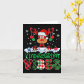 Kindergarten Vibes Teacher Buffalo Plaid Reindeer カード (黄色い花)