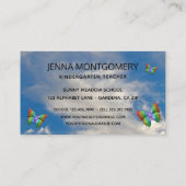 Kindergarterの先生の水玉模様の虹の蝶 名刺 (裏面)