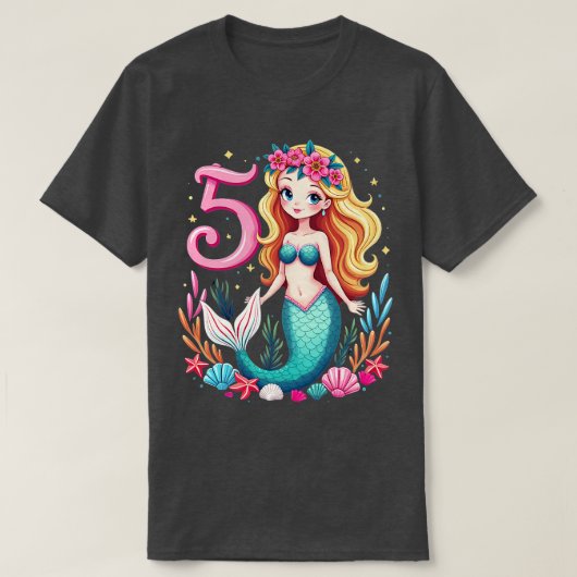 Kindergeburtstag 5 Meerjungfrau Mdchen Fnf 5 Jahre Tシャツ (デザイン正面)