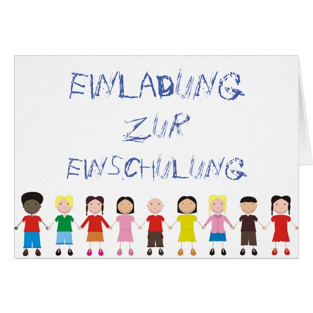 Kinderreehe auf einer Einladung zur Einschulung (正面横)