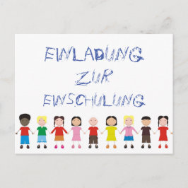 Kinderreehe auf einer Einladung zur Einschulung ポストカード