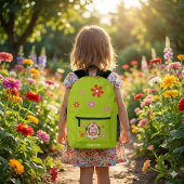 Kinderrucksack grün mit Foto - Blumen - rosa rot  プリントバックパック