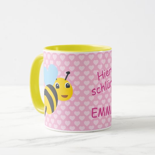 Kindertasse Biene - Hier schlürft |  マグカップ (正面左)