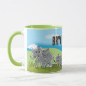 Kindertasse Niedliche Elefanten - Afrika Savanne | マグカップ (左)
