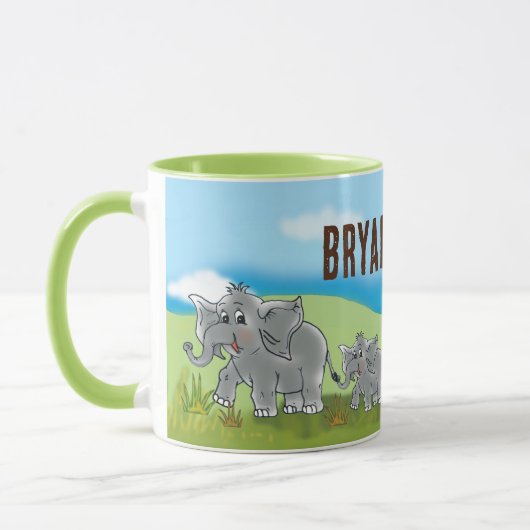 Kindertasse Niedliche Elefanten - Afrika Savanne | マグカップ (左)