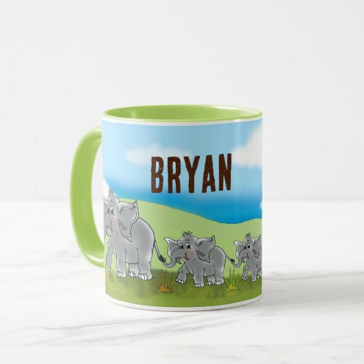 Kindertasse Niedliche Elefanten - Afrika Savanne | マグカップ (正面左)