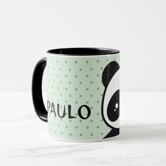 Kindertasse Pandabär - grün |  マグカップ (正面左)