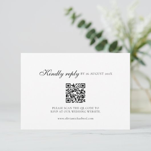 Kindly Reply Script Minimal QR Code Wedding 出欠カード (スタンド正面)