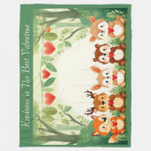 Kindness Best Valentine Nursery Woodland Animals  フリースブランケット (正面)