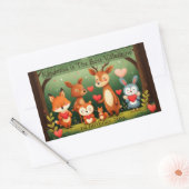 Kindness Best Valentine Woodland Animals Birthday  長方形シール (封筒)