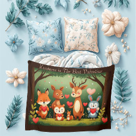 Kindness Best Valentine Woodland Animals Nursery  フリースブランケット