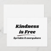 Kindness Is Free Sprinkle It Everywhere ブラック タイポグラ 招待状 (正面/裏面)