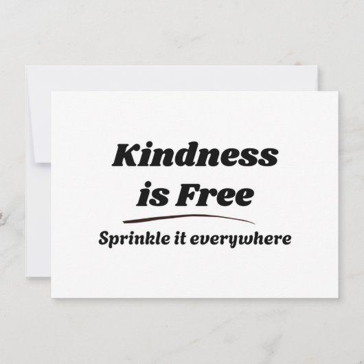 Kindness Is Free Sprinkle It Everywhere ブラック タイポグラ 招待状 (正面)