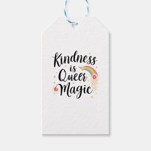 Kindness Is Queer Magic Rainbow Quote ステッカー ギフトタグ (正面)