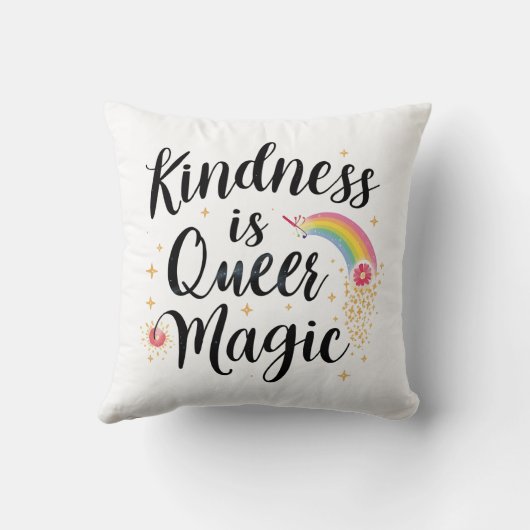 Kindness Is Queer Magic Rainbow Quote LGBTQ+ クッション (裏面)