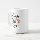 Kindness Is Queer Magic Rainbow Quote LGBTQ+ コーヒーマグカップ (正面左)