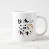 Kindness Is Queer Magic Rainbow Quote LGBTQ+ ジャンボコーヒーマグカップ (右)