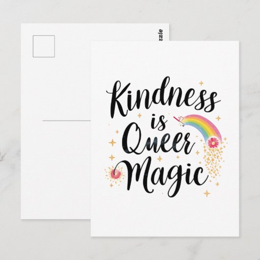 Kindness Is Queer Magic Rainbow Quote LGBTQ+ ポストカード (正面/裏面)