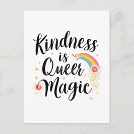 Kindness Is Queer Magic Rainbow Quote LGBTQ+ ポストカード