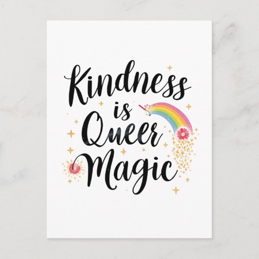 Kindness Is Queer Magic Rainbow Quote LGBTQ+ ポストカード (正面)