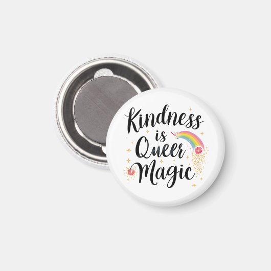 Kindness Is Queer Magic Rainbow Quote LGBTQ+ マグネット (正面/裏面)
