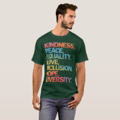 Kindness Peace Equality Love Inclusion Hope Divers Tシャツ (正面フル)