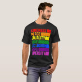 Kindness Peace Equality Rainbow Retro For Gay And  Tシャツ (正面フル)
