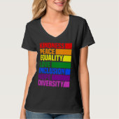Kindness Peace Equality Rainbow Retro For Gay And  Tシャツ (正面)